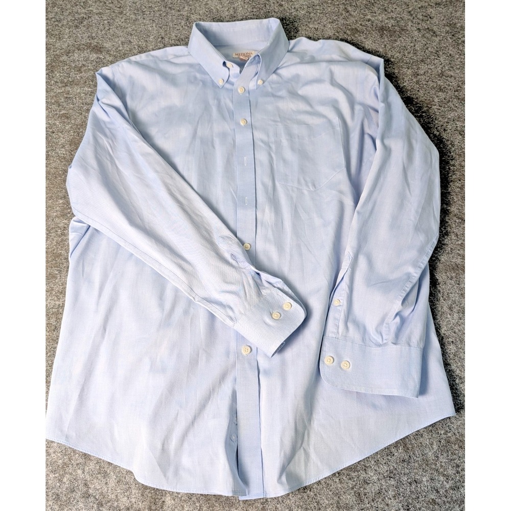 Merona The Ultimate Shirt Button Down Long Sleeve Men's Size 2 XL Blue